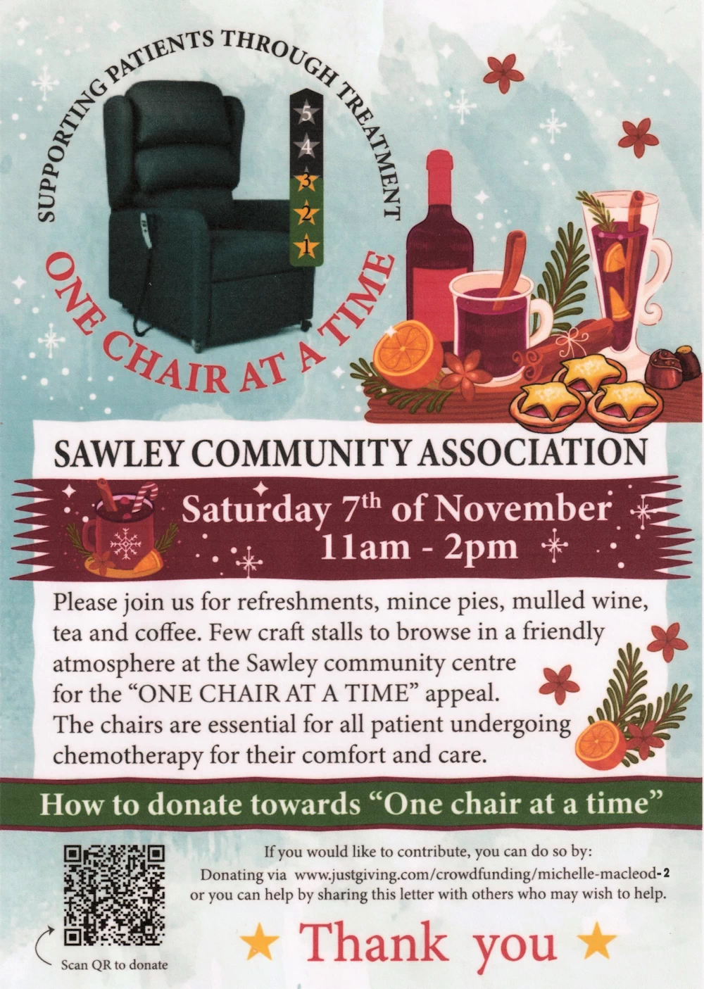 One Chair at a Time appeal - Saturday 7th November 2026
